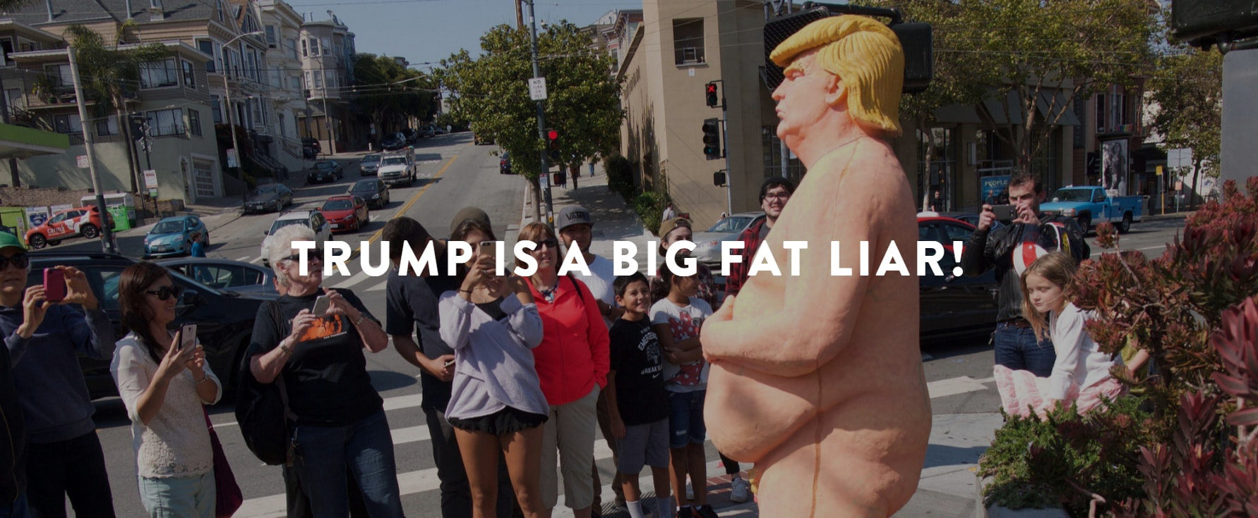Trump is a Big Fat Liar! (image of naked statue of Trump from "The Emperor Has No Balls" project)